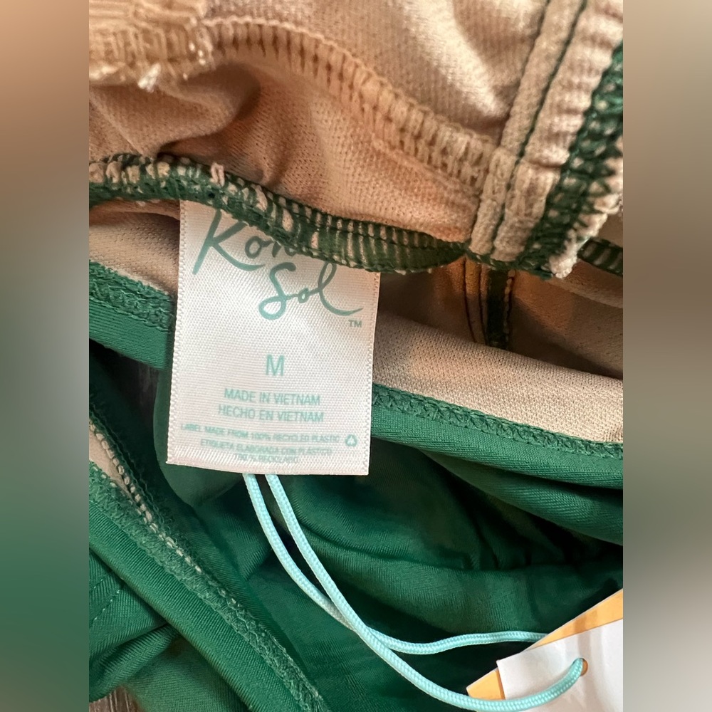 Kona Sol, Women’s, Swimsuit, Green Tie Front, Full Coverage, Ruched, One-Piece. - Picture 5 of 8